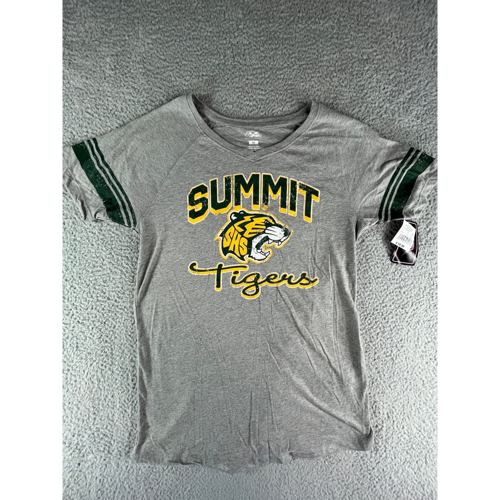 Summit High School Tigers NFHS Pel Athletic Shirt Womens Medium Gray V-Neck NWT